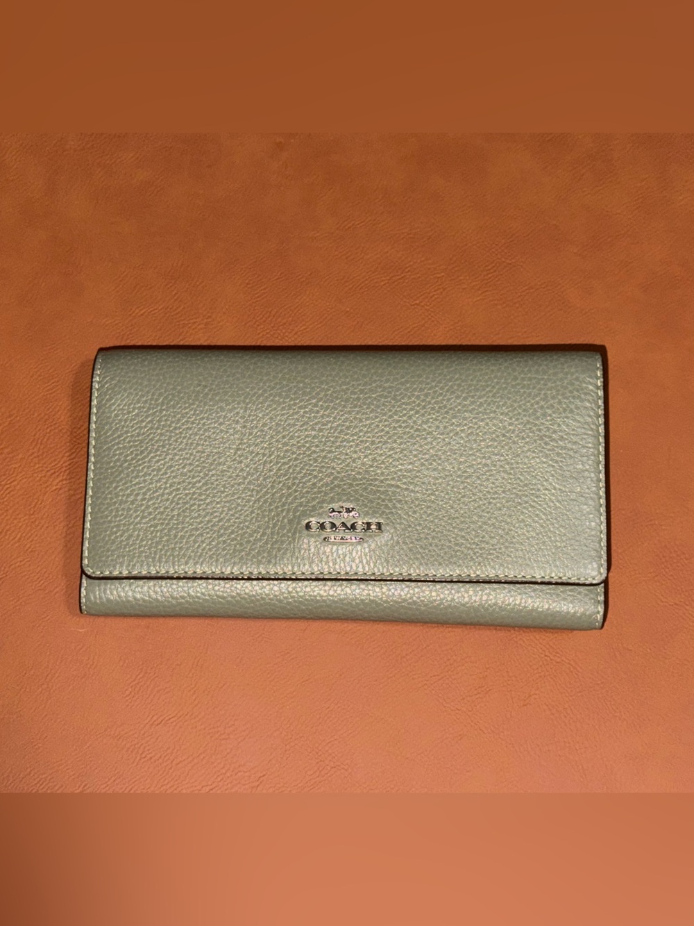 Coach Continental Wallet in Light Sage Green Leather